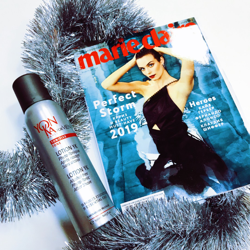 Тонизирующий лосьон Lotion YK на страницах декабрьского номера Marie Claire